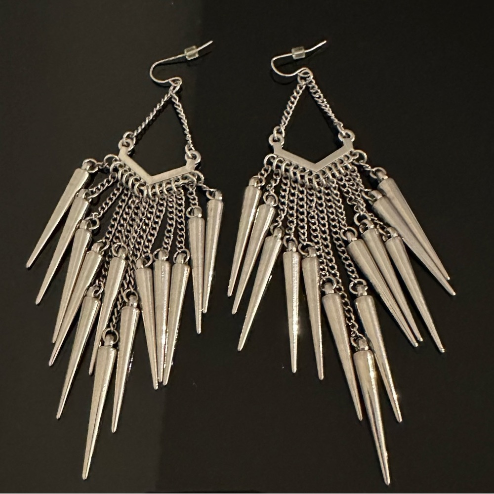 Silver Festival or Rodeo Dangle Spike Earrings
